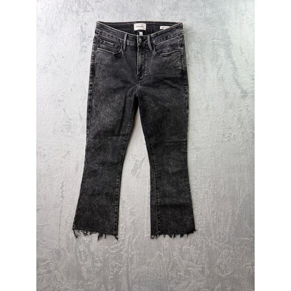 FRAME Le Crop Mini Boot Jeans – Faded Black – Frayed Hem – Size 29 - Picture 4 of 6